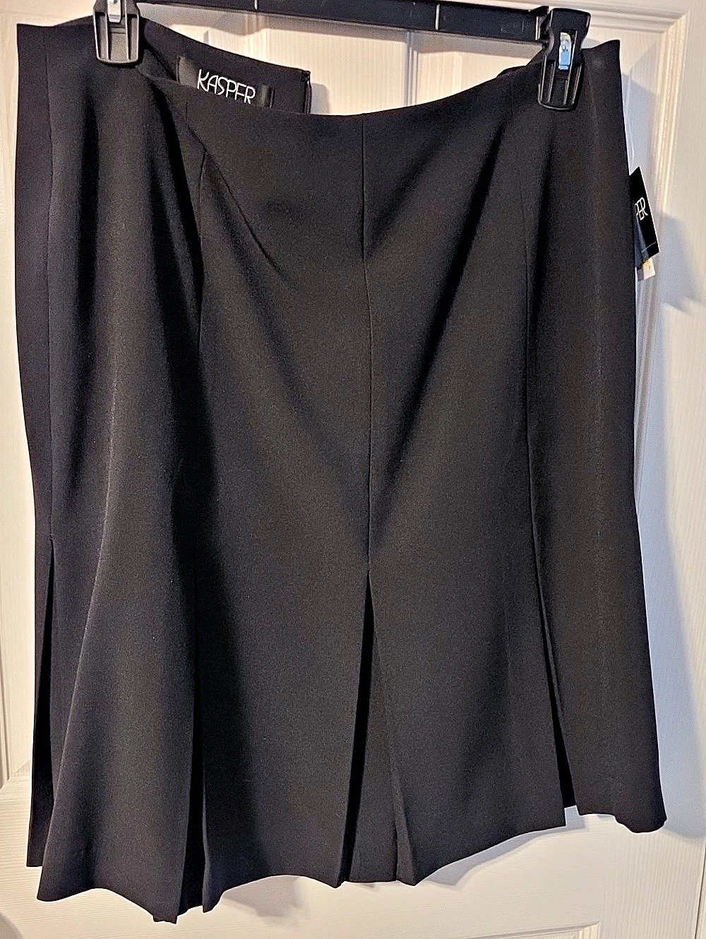 Kasper Pleated Hem Midi Skirt Black Size 14 NWT